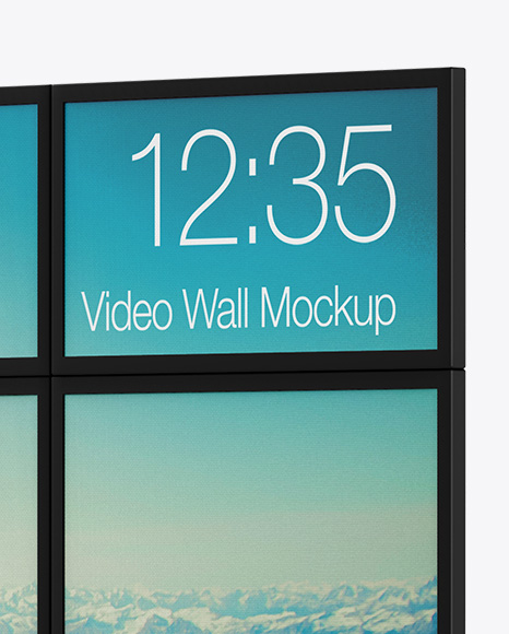 Screen Video Wall Mockup - Half Side View