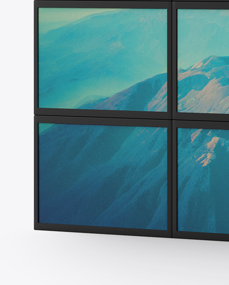 Screen Video Wall Mockup - Half Side View