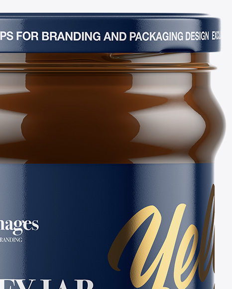 Clear Glass Honey Jar Mockup PSD #1