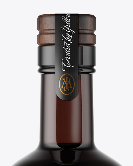 Amber Glass Bottle with Wooden Cap Mockup PSD #7