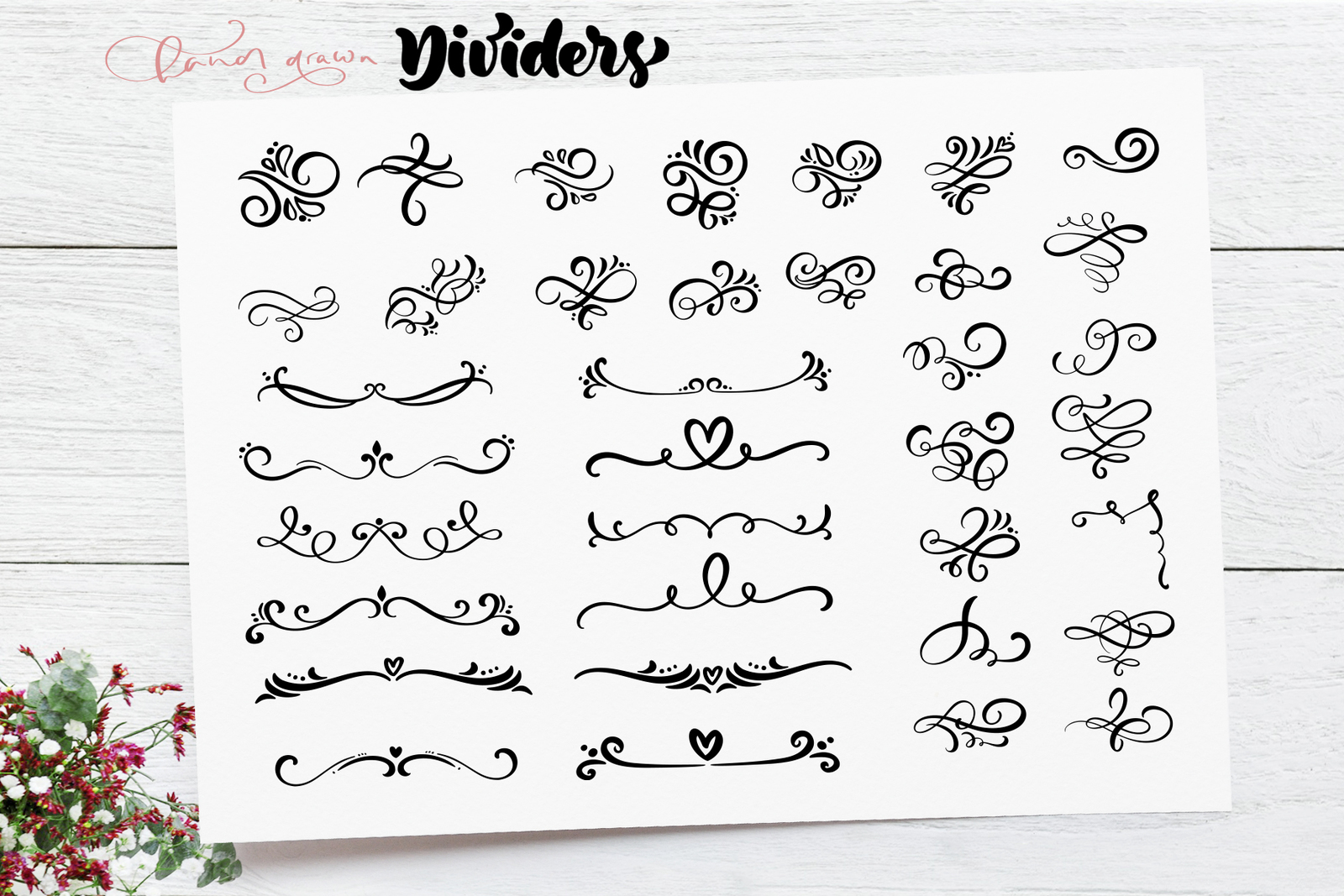 Vector Flourish Dividers Svg In Illustrations On Yellow Images Creative Store