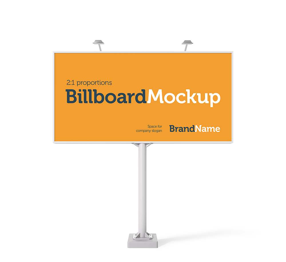 Download Billboard Mock Ups Day Night View In Outdoor Advertising Mockups On Yellow Images Creative Store PSD Mockup Templates