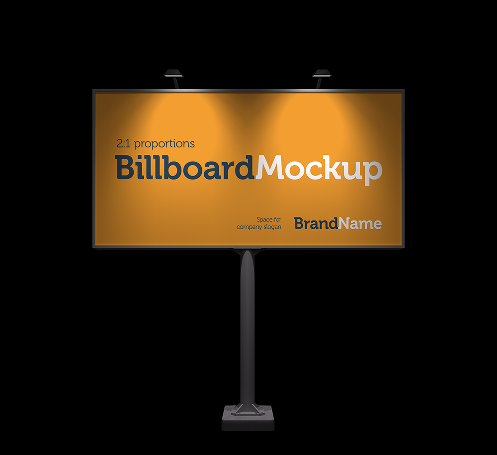 Billboard Mock Ups Day Night View In Outdoor Advertising Mockups On Yellow Images Creative Store