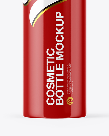 Glossy Cosmetic Bottle with Pump Mockup PSD #4