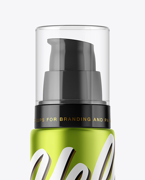 Metallic Cosmetic Bottle with Pump Mockup PSD #2