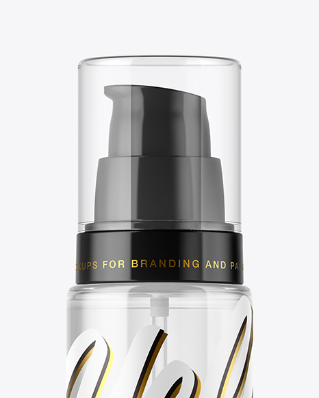 Clear Cosmetic Bottle with Pump Mockup PSD #2