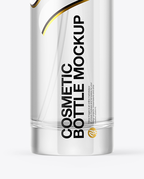 Clear Cosmetic Bottle with Pump Mockup PSD #1