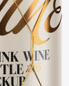 Clear Glass Pink Wine Bottle with Golden Wire Mockup