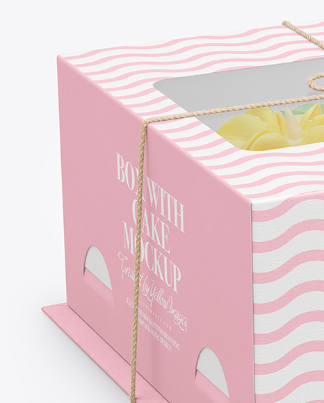 Download Box With Cake Mockup In Box Mockups On Yellow Images Object Mockups PSD Mockup Templates