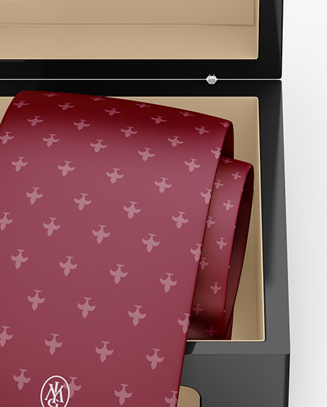 Download Glossy Box W Tie Mockup In Box Mockups On Yellow Images Object Mockups