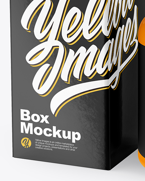 Glossy Pills Bottle with Box Mockup PSD #4