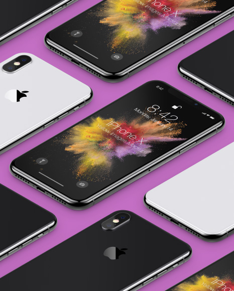 Isometric Apple iPhone X Mockup PSD #3