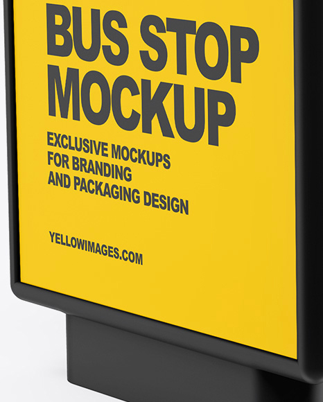 Download Bus Stop Mockup In Outdoor Advertising Mockups On Yellow Images Object Mockups PSD Mockup Templates