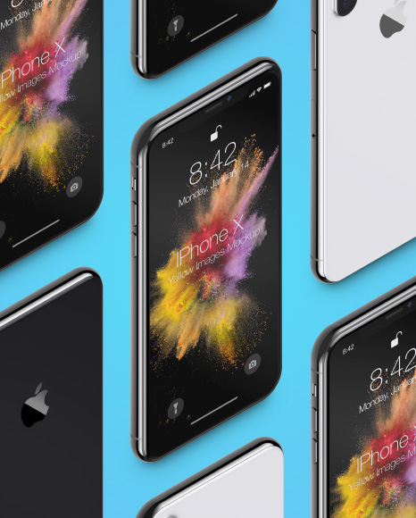 Isometric Apple iPhone X Mockup PSD #2