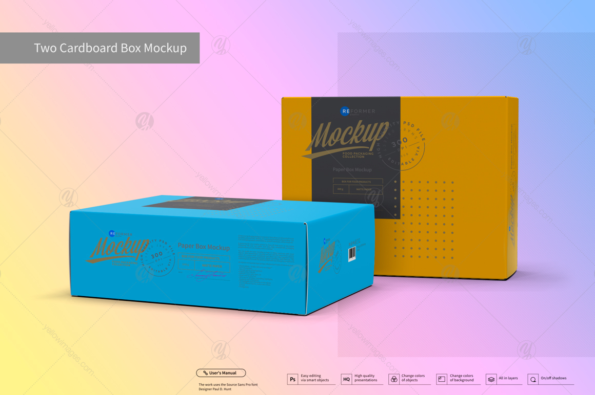 Download Two Cardboard Box Mockup In Packaging Mockups On Yellow Images Creative Store PSD Mockup Templates