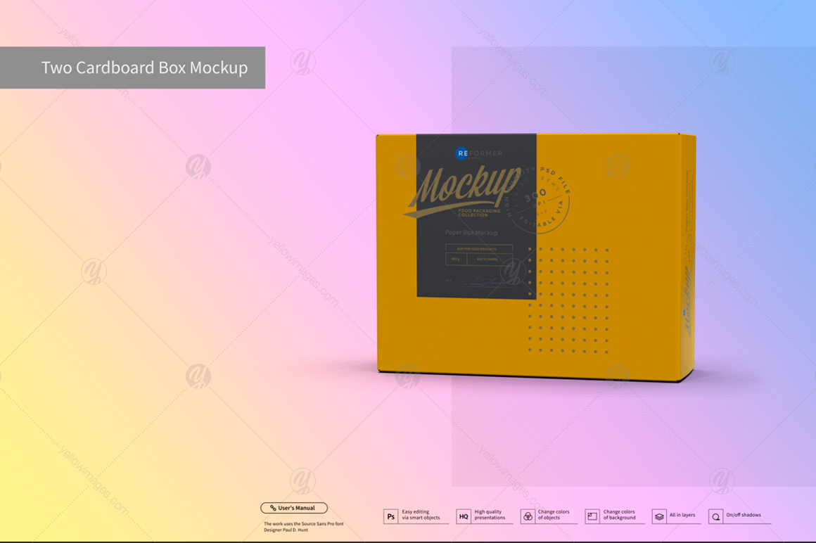 Download Two Cardboard Box Mockup In Packaging Mockups On Yellow Images Creative Store