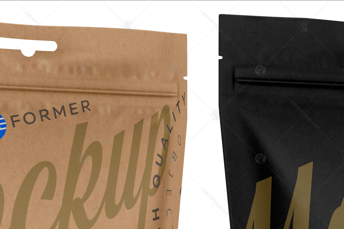 Download Three Paper Stand Up Pouch Mockup In Packaging Mockups On Yellow Images Creative Store