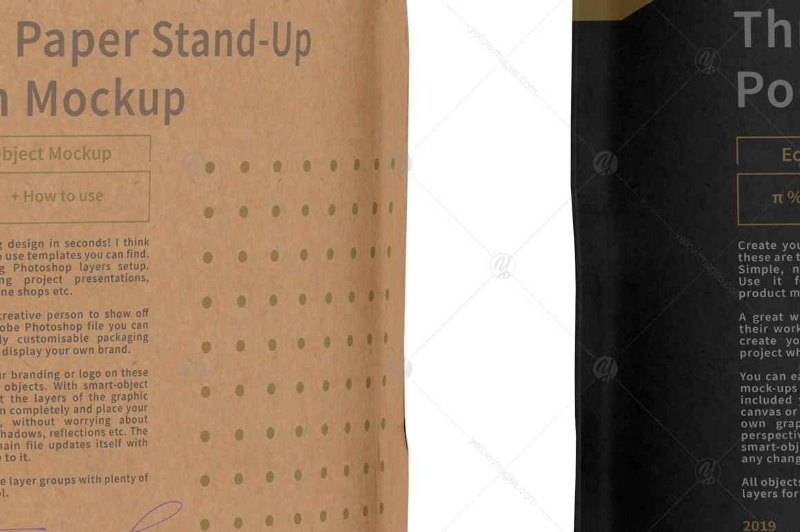 Three Paper Stand Up Pouch Mockup In Packaging Mockups On Yellow Images Creative Store