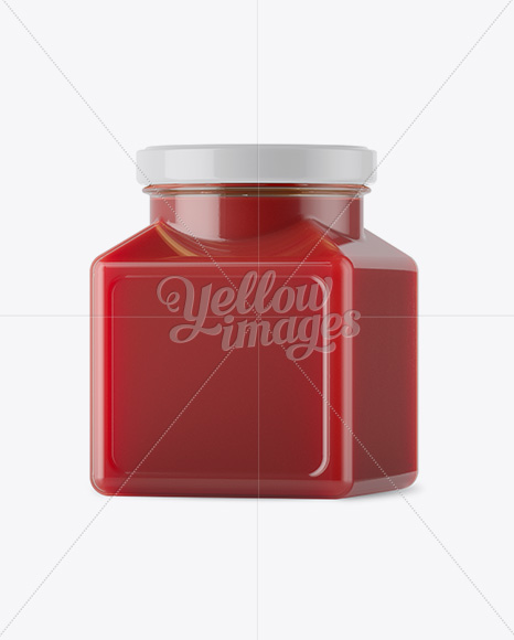 Download Glass Berry Jam Jar Mockup Front View In Jar Mockups On Yellow Images Object Mockups PSD Mockup Templates