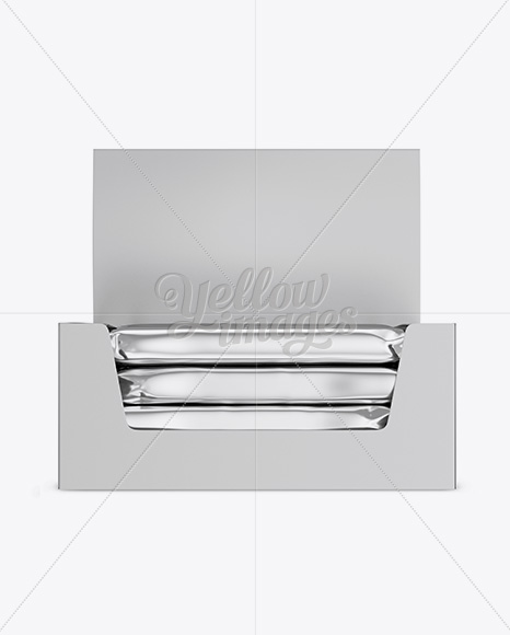 Download 20 Metallic Snack Bars Display Box Mockup Front View In Flow Pack Mockups On Yellow Images Object Mockups PSD Mockup Templates