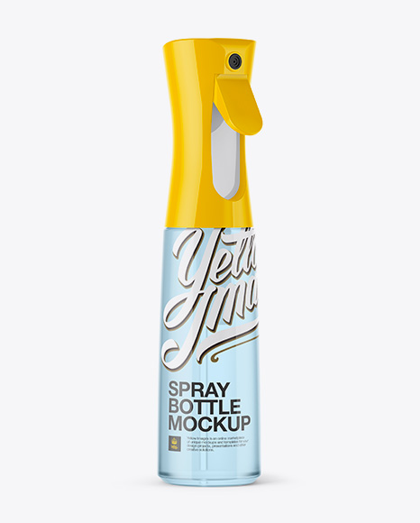 300ml Clear Plastic Sprayer Mockup on Yellow Images Object Mockups