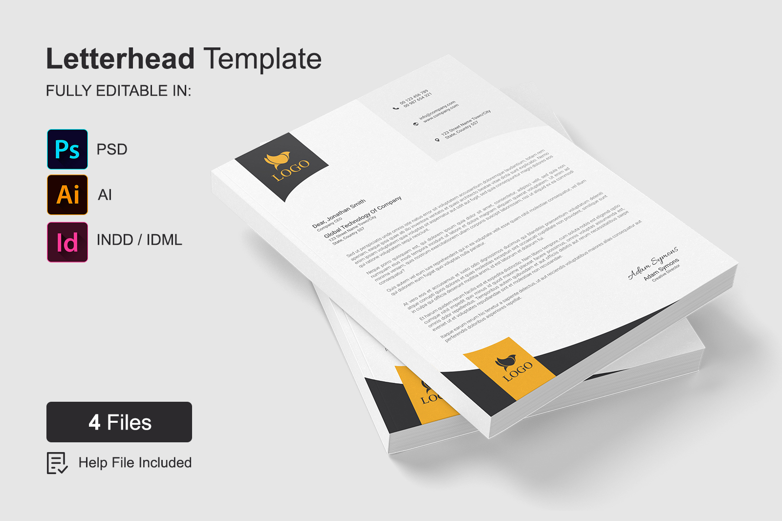 Letterhead Template In Corporate Identity Templates On Yellow Images Creative Store