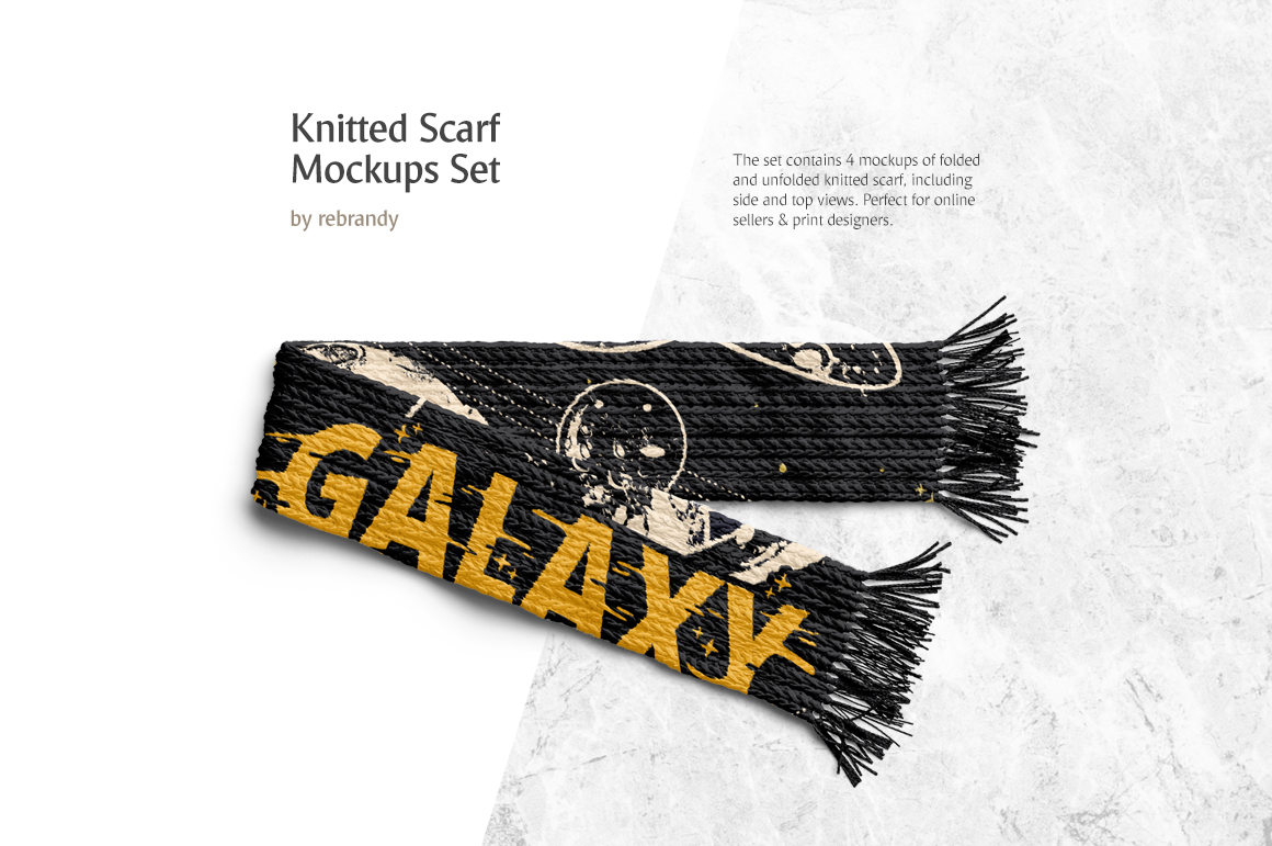 Knitted Scarf Mockups Set In Apparel Mockups On Yellow Images Creative Store