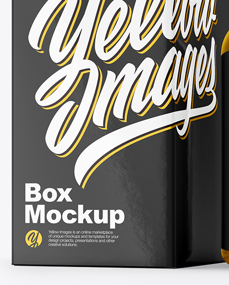 Metallic Pills Bottle With Box Mockup In Bottle Mockups On Yellow Images Object Mockups