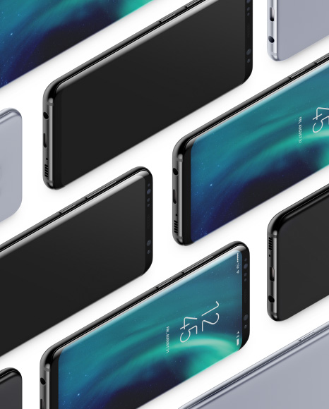 Isometric Samsung Galaxy S8 Mockup PSD #2