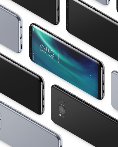 Isometric Samsung Galaxy S8 Mockup PSD #2