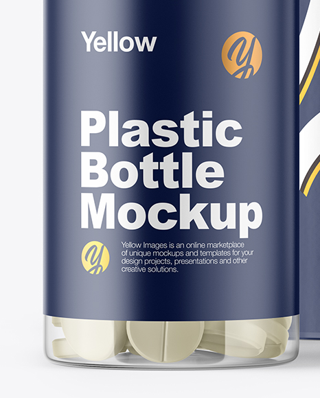 Clear Pills Bottle with Box Mockup PSD #6