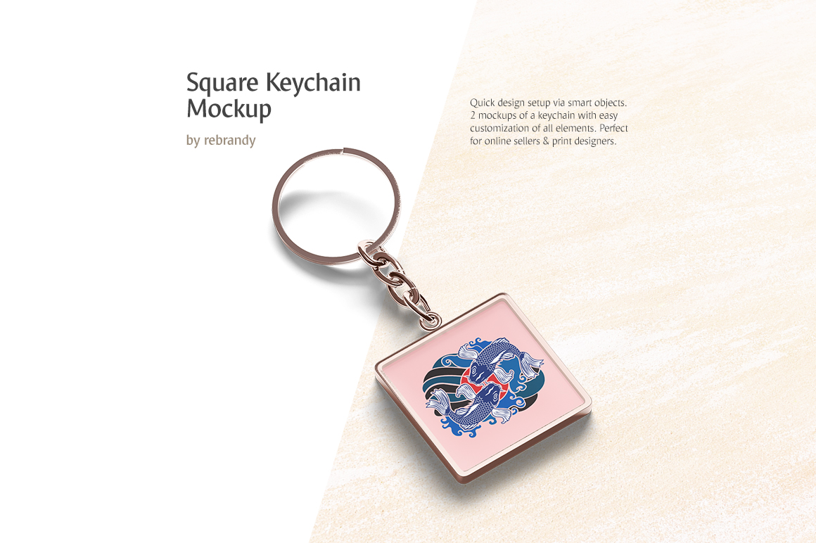 Download Square Keychain Mockup in Stationery Mockups on Yellow Images Creative Store