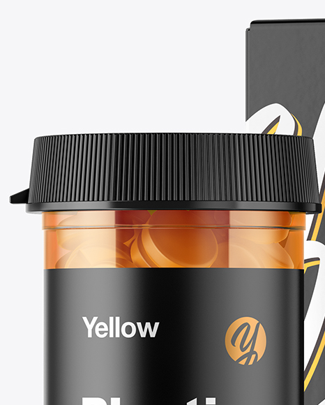 Clear Pills Bottle with Box Mockup PSD #1