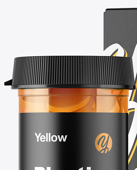 Clear Pills Bottle with Box Mockup PSD #1