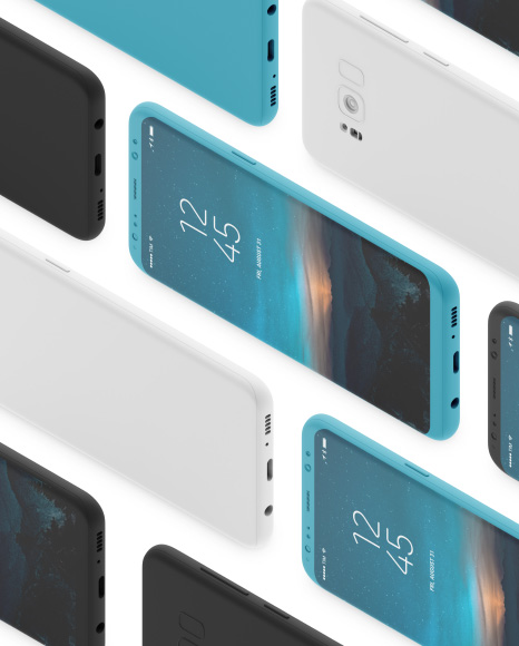 Isometric Clay Samsung Galaxy S8 Mockup Isometric Clay Samsung Galaxy S8 Mockup