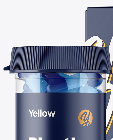 Clear Pills Bottle with Box Mockup PSD #1