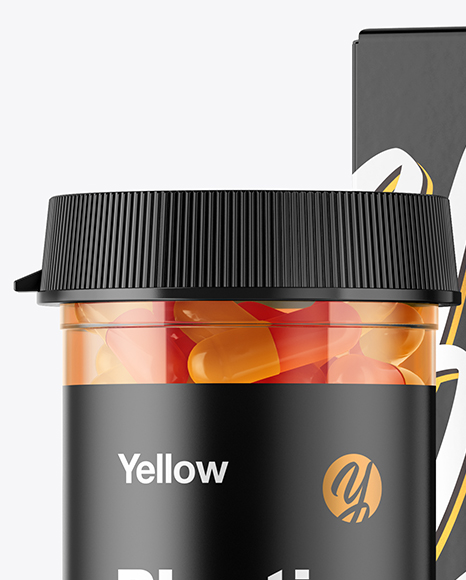 Clear Pills Bottle with Box Mockup PSD #1