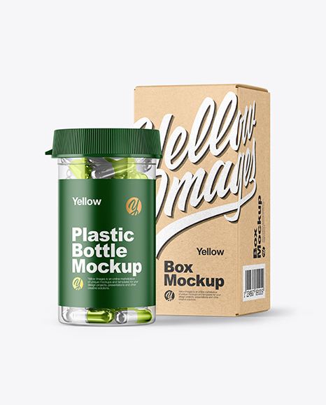 Clear Pills Bottle with Box Mockup PSD #2