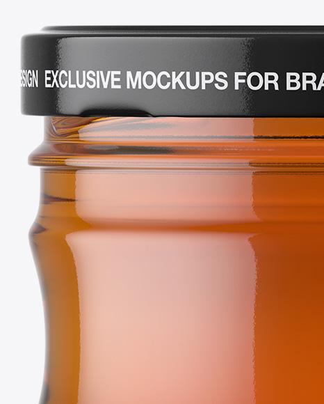 Clear Glass Honey Jar Mockup PSD #2