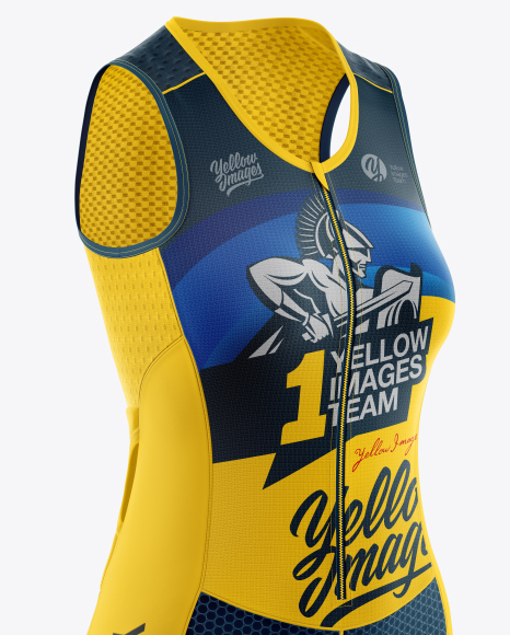 Women S Cycling Skinsuit Mockup Half Side View In Apparel Mockups On Yellow Images Object Mockups