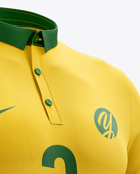 Men S Soccer Polo Kit Mockup Half Side View In Apparel Mockups On Yellow Images Object Mockups