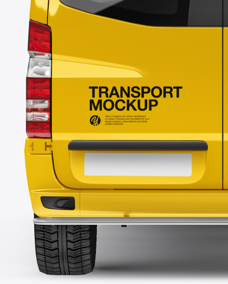 Download Free Panel Van Mockup Back View In Vehicle Mockups On Yellow Images PSD Mockups
