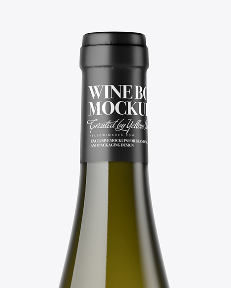 Antique Green Glass White Wine Bottle Mockup PSD #2