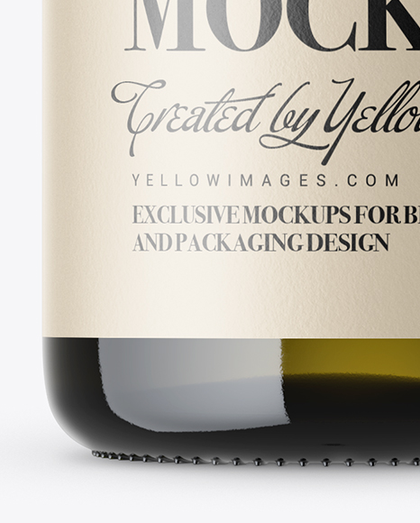 Antique Green Glass White Wine Bottle Mockup PSD #1