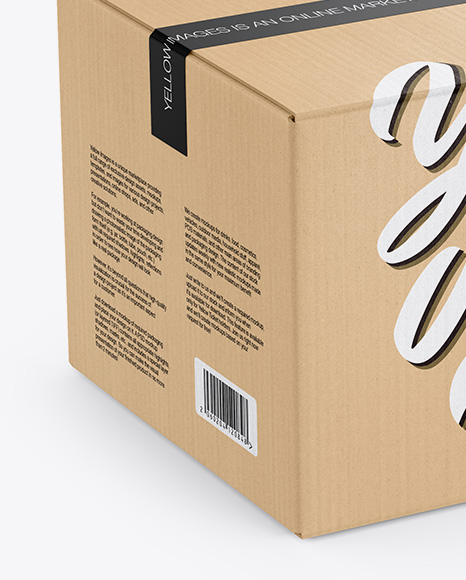 Download Kraft Box W Duct Tape Mockup In Box Mockups On Yellow Images Object Mockups