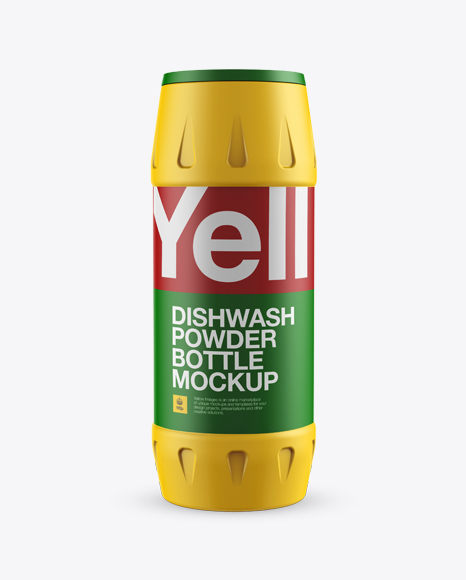 Download Plastic Dishwash Powder Bottle Mockup - Front View in Bottle Mockups on Yellow Images Object Mockups