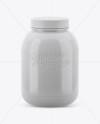 Glossy Protein Jar With Matte Cap & Label Mockup (High-Angle Shot) on