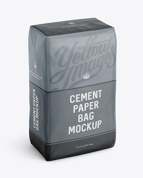 Download Cement Paper Bag Mockup - Halfside View (High-Angle Shot) | Yellow Author