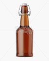 Amber Glass Beugel Bottle w/ Light Beer Mockup on Yellow Images Object