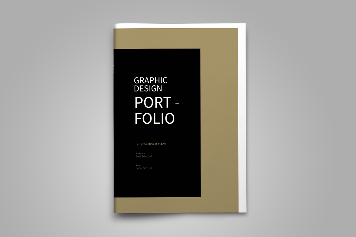 Graphic Design Portfolio Template on Yellow Images Creative Store